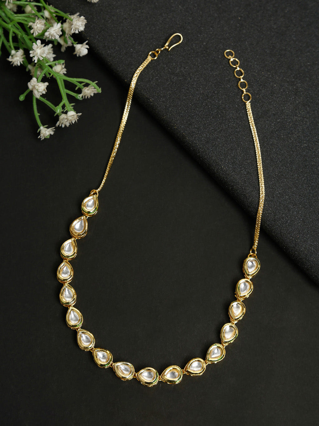 Gold-Polished Kundan Choker - Ruby Raang