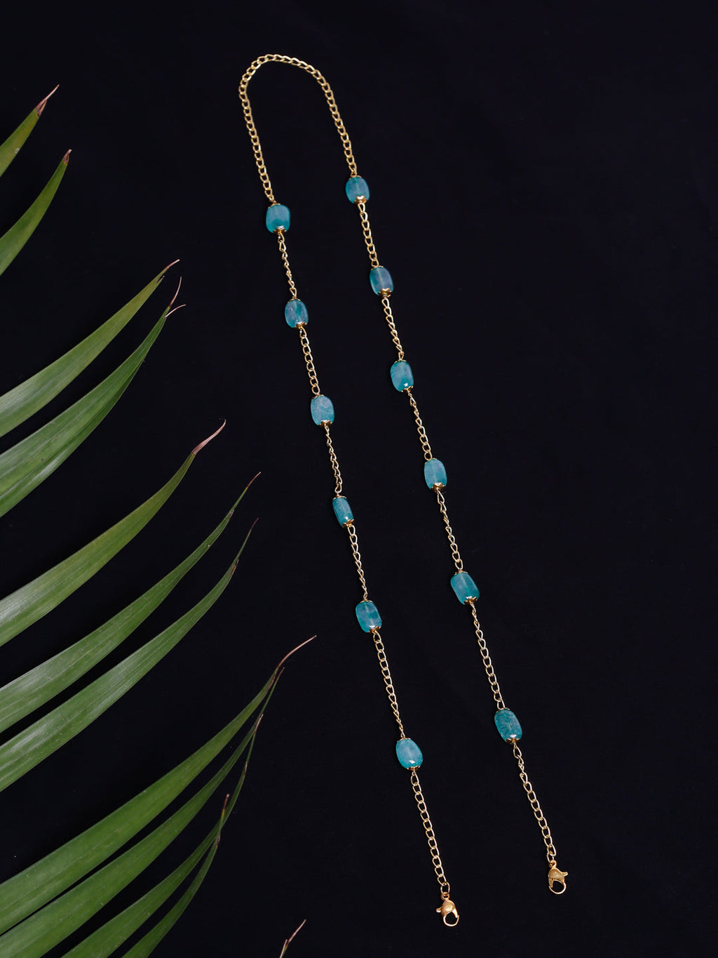 Stone And Gold-Polished Mask Chain - Ruby Raang
