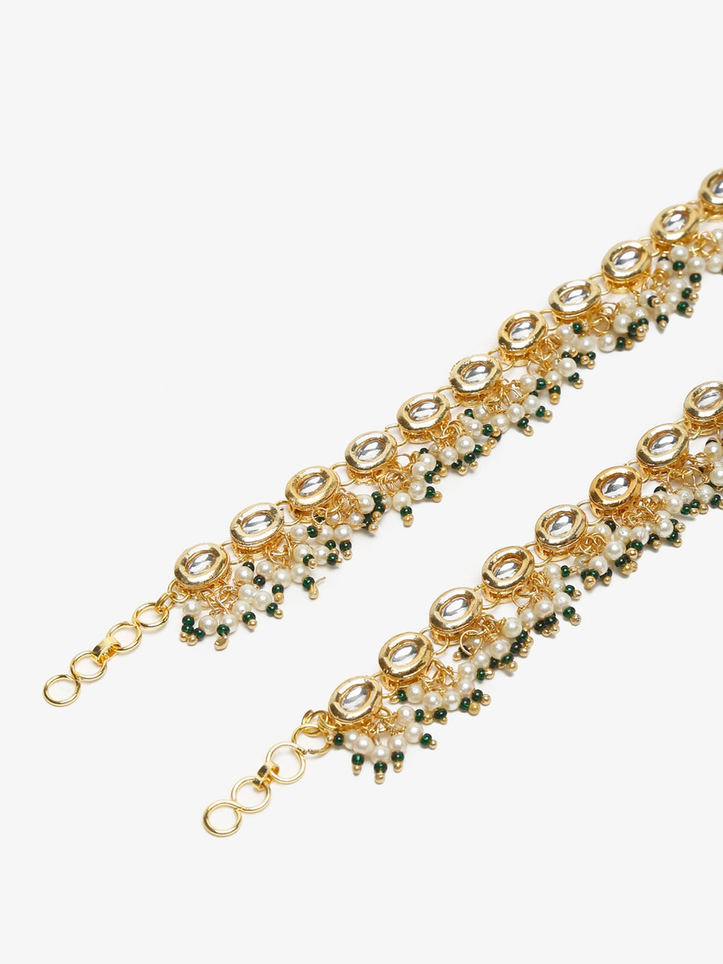 White Gold-Polished Anklets Set Of 2 - Ruby Raang