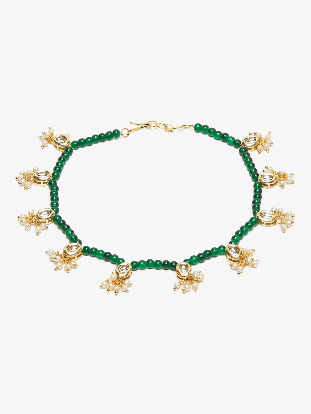 Women's Set Of 2 Green Anklets - Ruby Raang