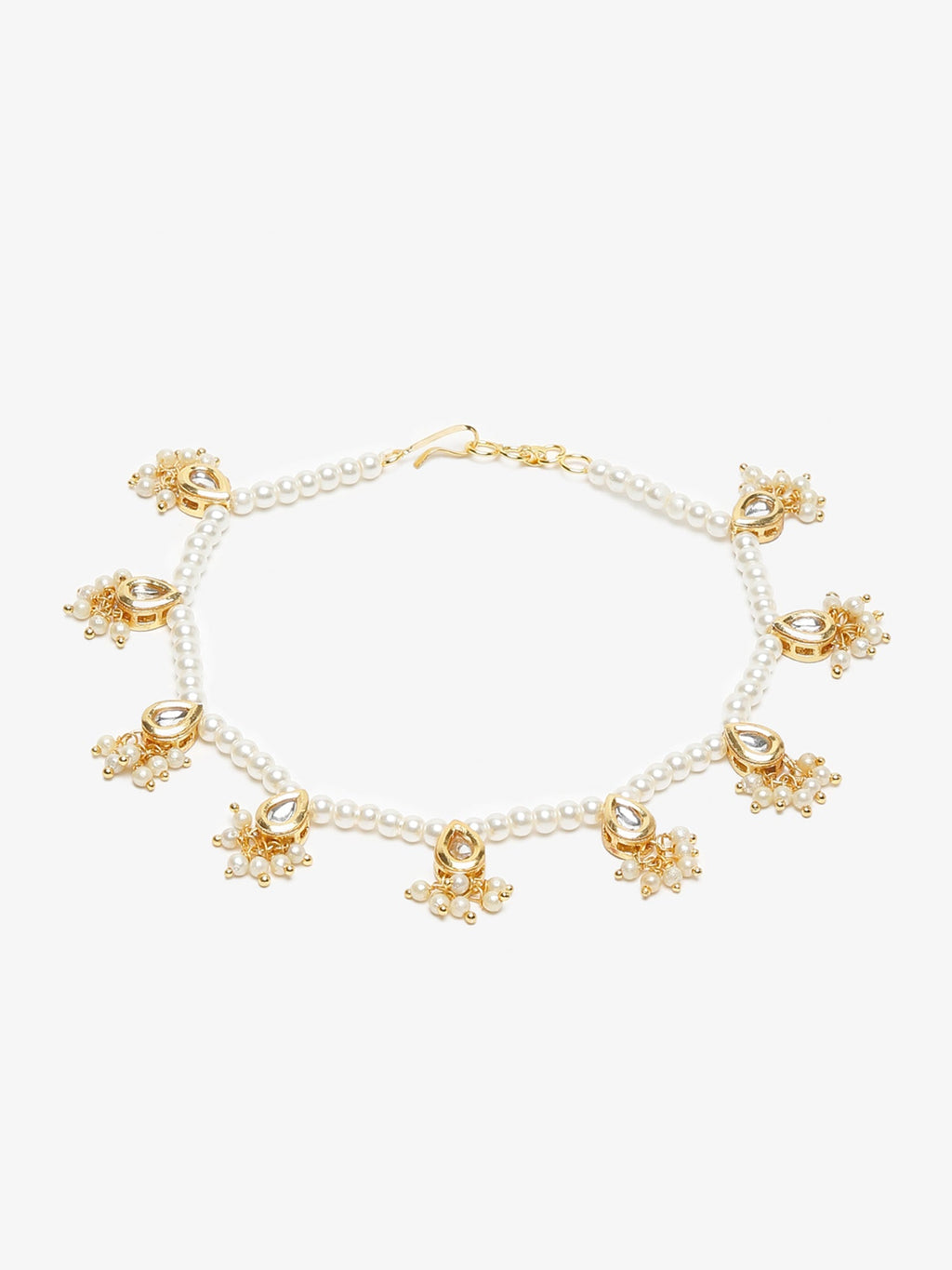 White Gold-Polished Anklets Set Of 2 - Ruby Raang