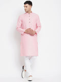Even Apparels Pink Pure Cotton Men's Kurta With Band Collar