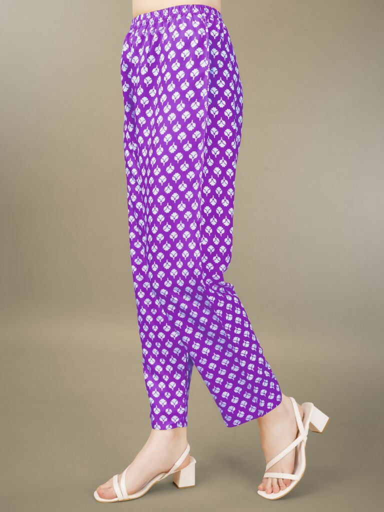 Jyoti Fashion Women's Purple Rayon Embroidery & Sequence work Kurta with Trouser & Dupatta