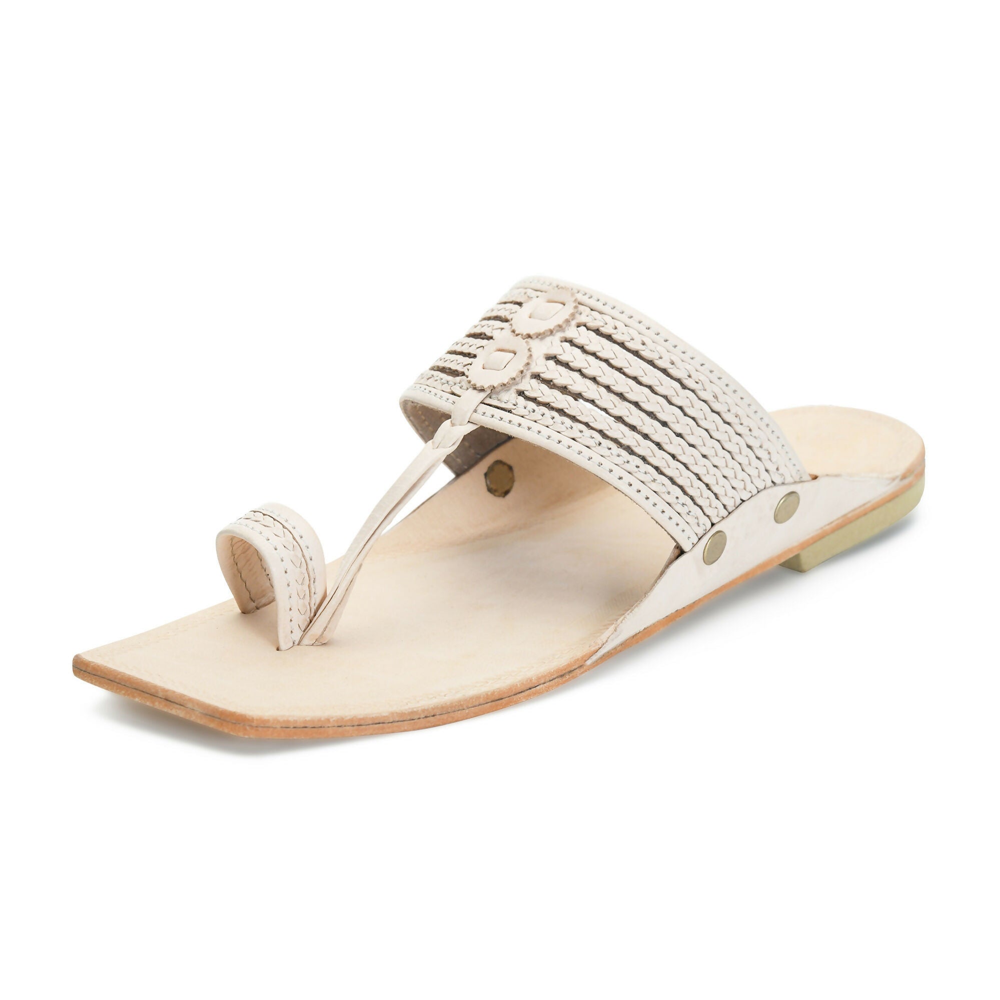 Stepsoft Men'S Natural Square Toe Kolhapuri Chappal | Original Handcrafted Leather Ethnic Slippers