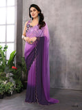 Aafreen Partywear Designer Light Purple Georgette Fancy Saree