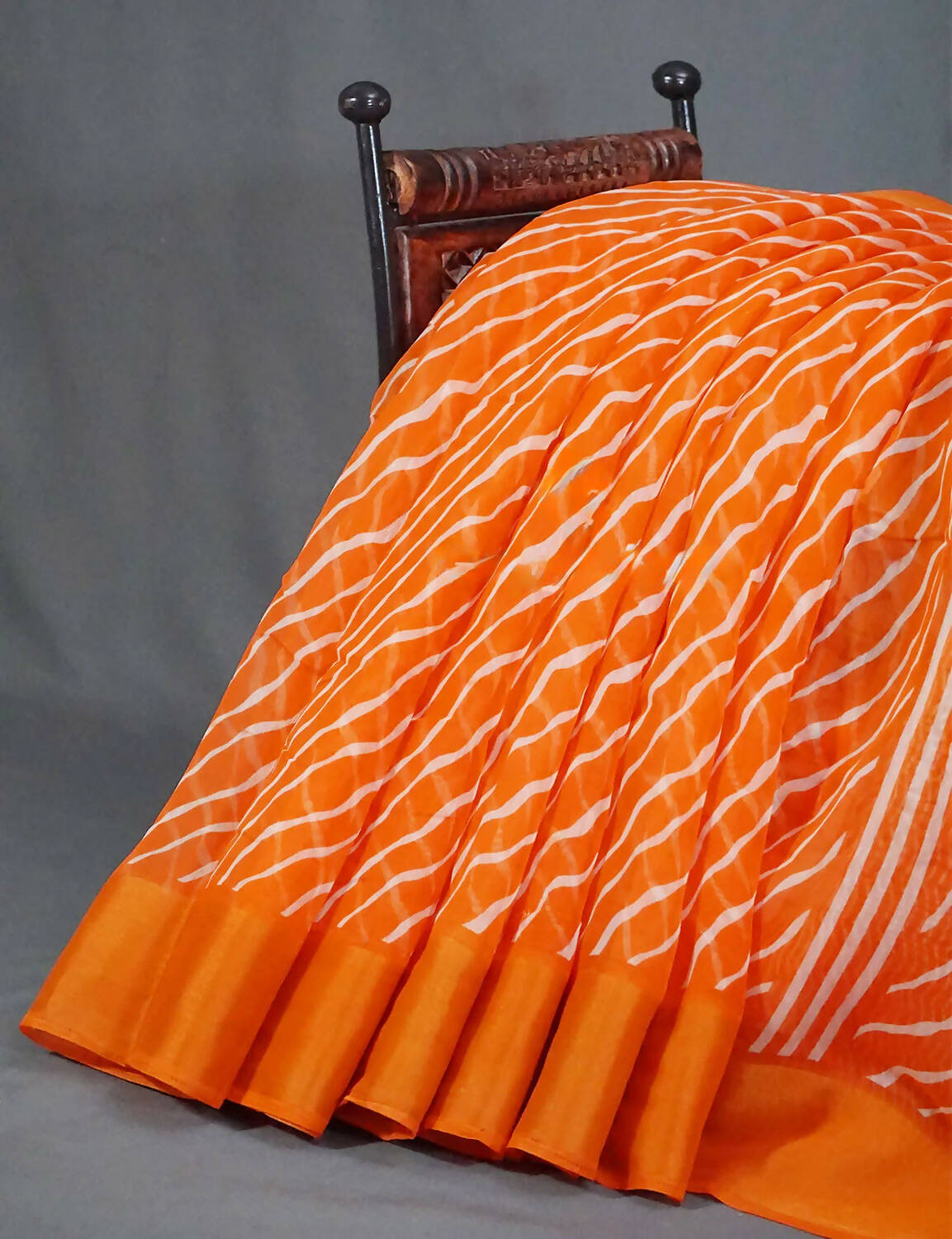 Shades of Orange with Lehariya Design Semi Chanderi Saree By Gayathri Reddy Designer Studio