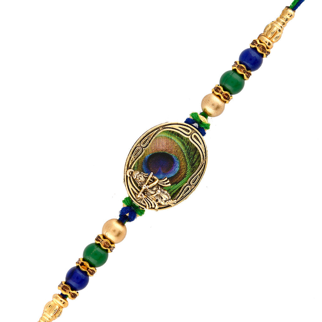 trueBrowns X Voylla Peacock Feather Beaded Single Rakhi