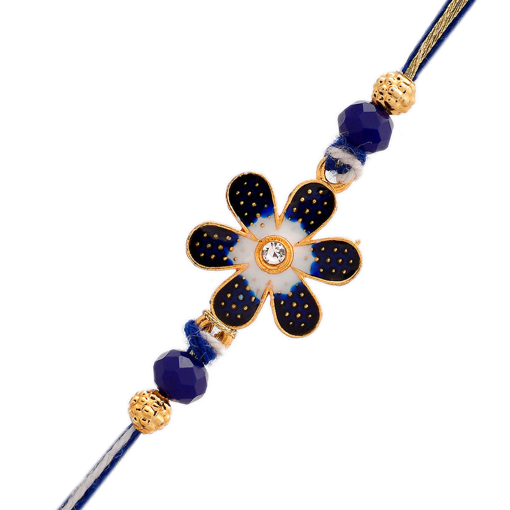 trueBrowns X Voylla Ethnic Floral Motif Blue Thread Rakhi