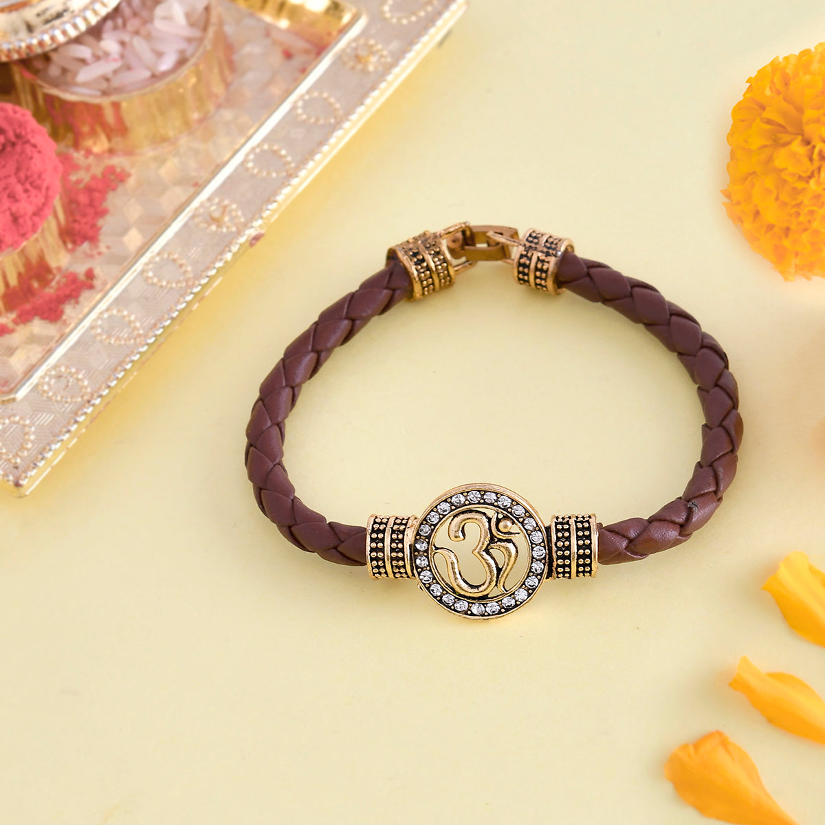 trueBrowns X Voylla Om Leather Bracelet Style Rakhi