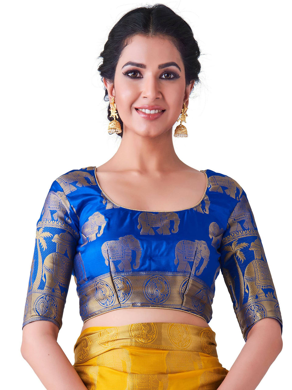Mimosa Women's Gold Kanjivaram Art Silk Saree