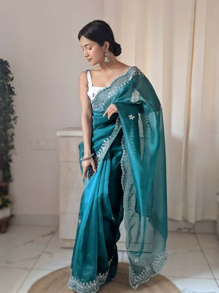 Vamsee Shirovastra Rama Organza Saree