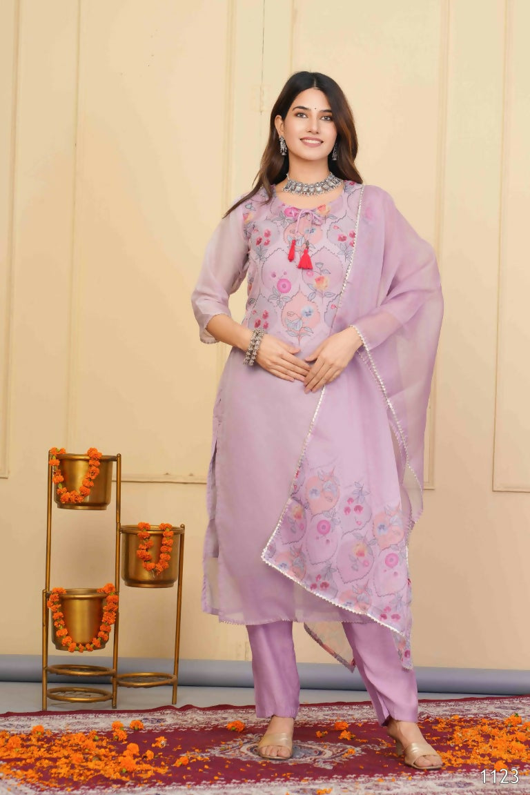 Wine Premium Organza Embroidered Stitched Suit With Dupatta - Tanisha