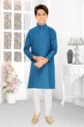 Neera Trendz Rama Cotton Blend Lining Work Kid's Kurta With Pyjama
