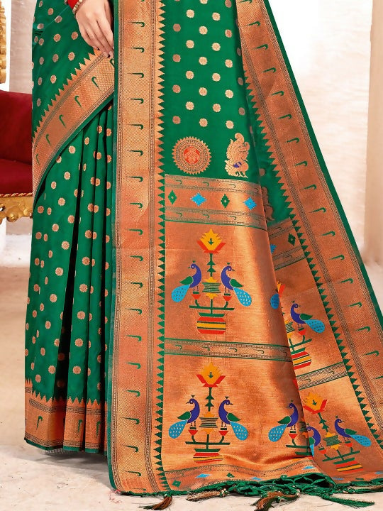 Shree Shyam Fashion Paithani Silk Green Saree