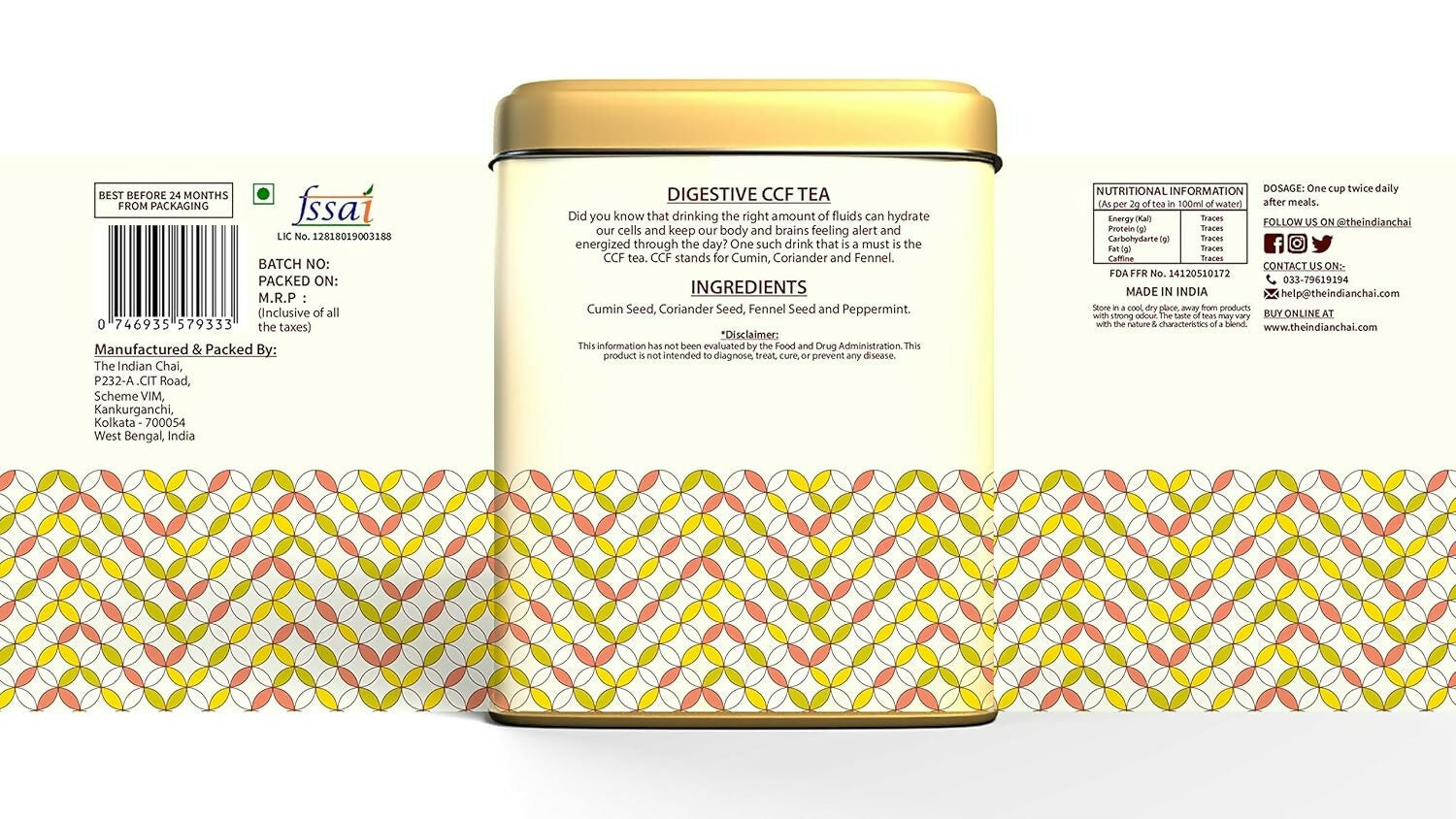 The Indian Chai - Digestive CCF Tea 30 Pyramid Tea Bags