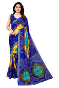 Vamika Ethnic Fire Blue Printed With Lace Saree