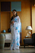 Vamsee Laxmi White Georgette Saree
