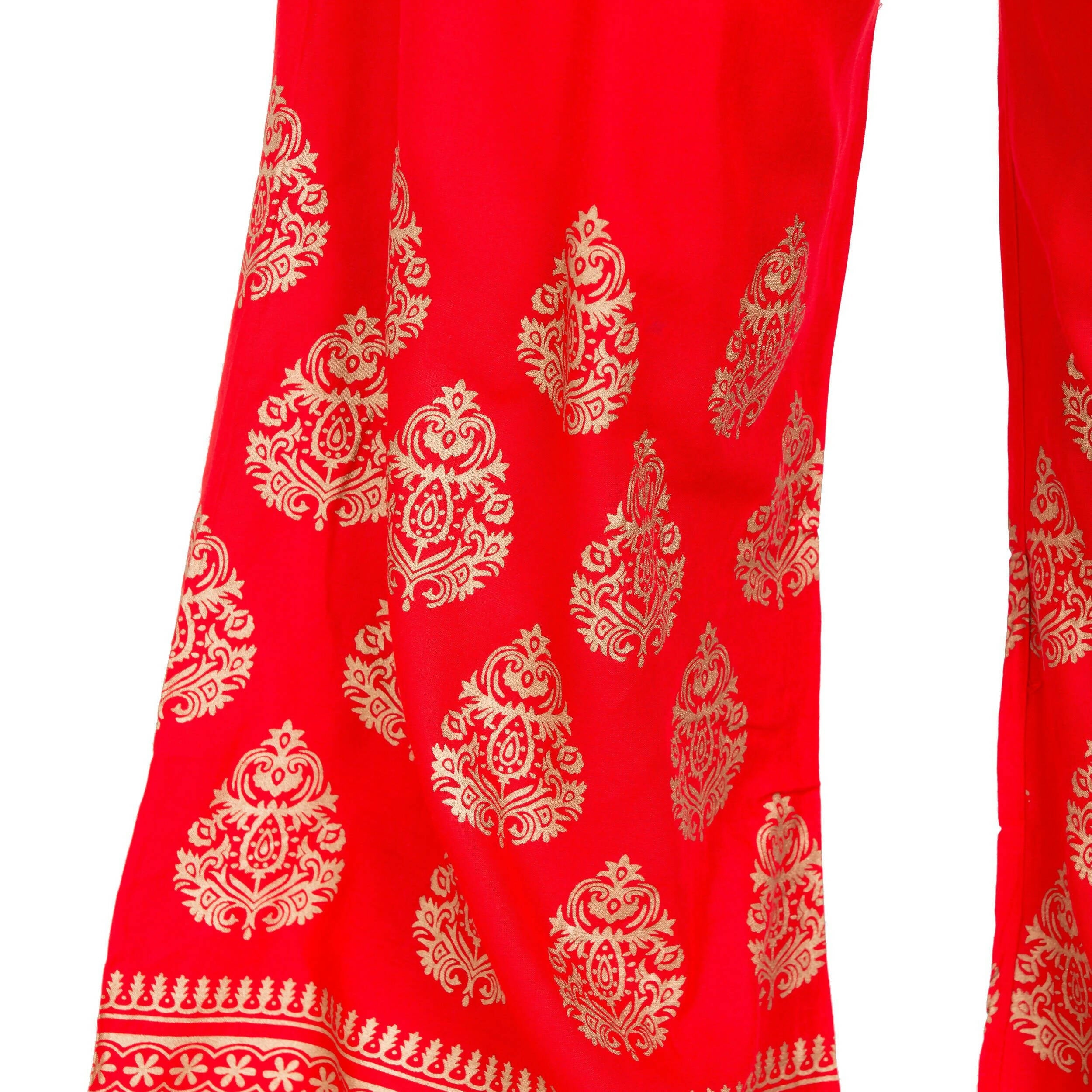 PAVONINE Red Color Golden Printed Rayon Fabric Sharara For Women & Girls