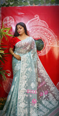Exclusive Collection Handloom Dhakai Jamdani Saree - Sea green