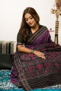 khanduapata Black & Purple Special Design Cotton Saree For Women