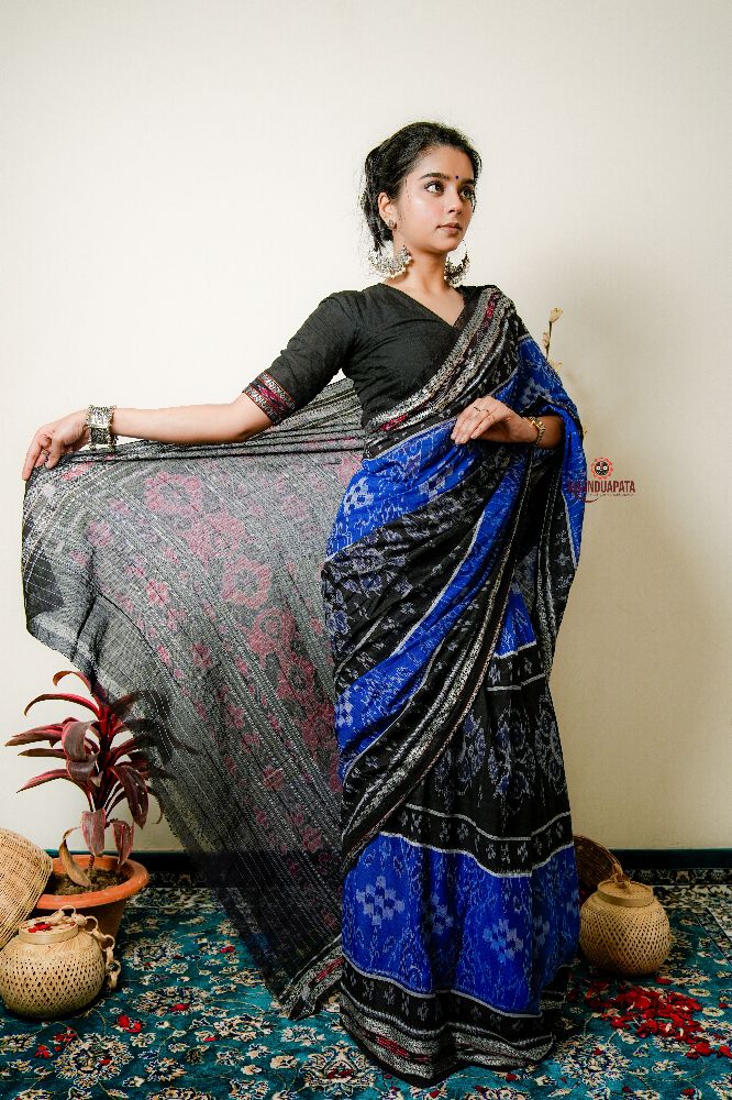 khanduapata Black & Copper Sulphate Special Design Cotton Saree For Women