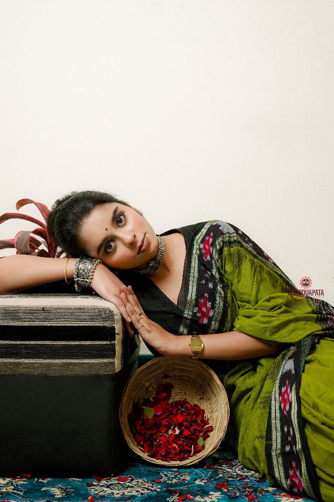 khanduapata Meadow Green Pasapali Cotton Saree For Women