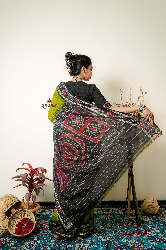 khanduapata Meadow Green Pasapali Cotton Saree For Women