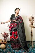 khanduapata Multicolor Elephant Design Cotton Saree For Women