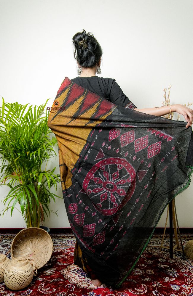 khanduapata Mustard Colour Plain Cotton Saree For Women