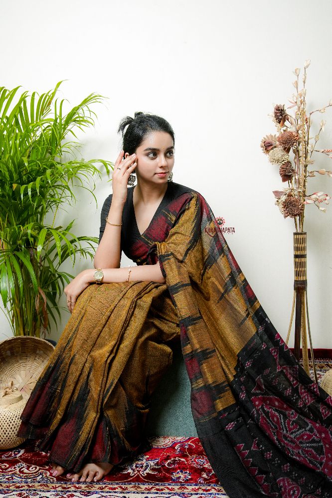 khanduapata Mustard Colour Plain Cotton Saree For Women
