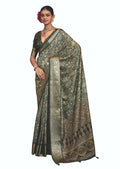 Joban Fashion Mehendi Green Dola Tussar Silk Self Jacquard Border Saree