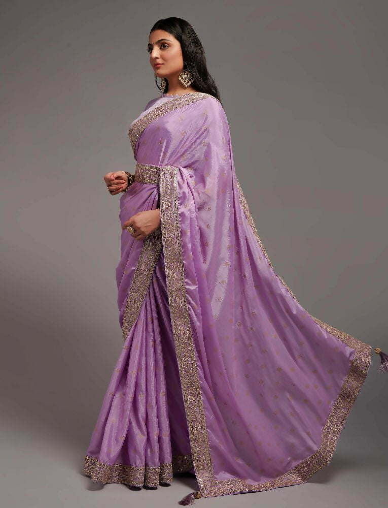 PR Fashion Onion Chinon Embroidery Lace Saree