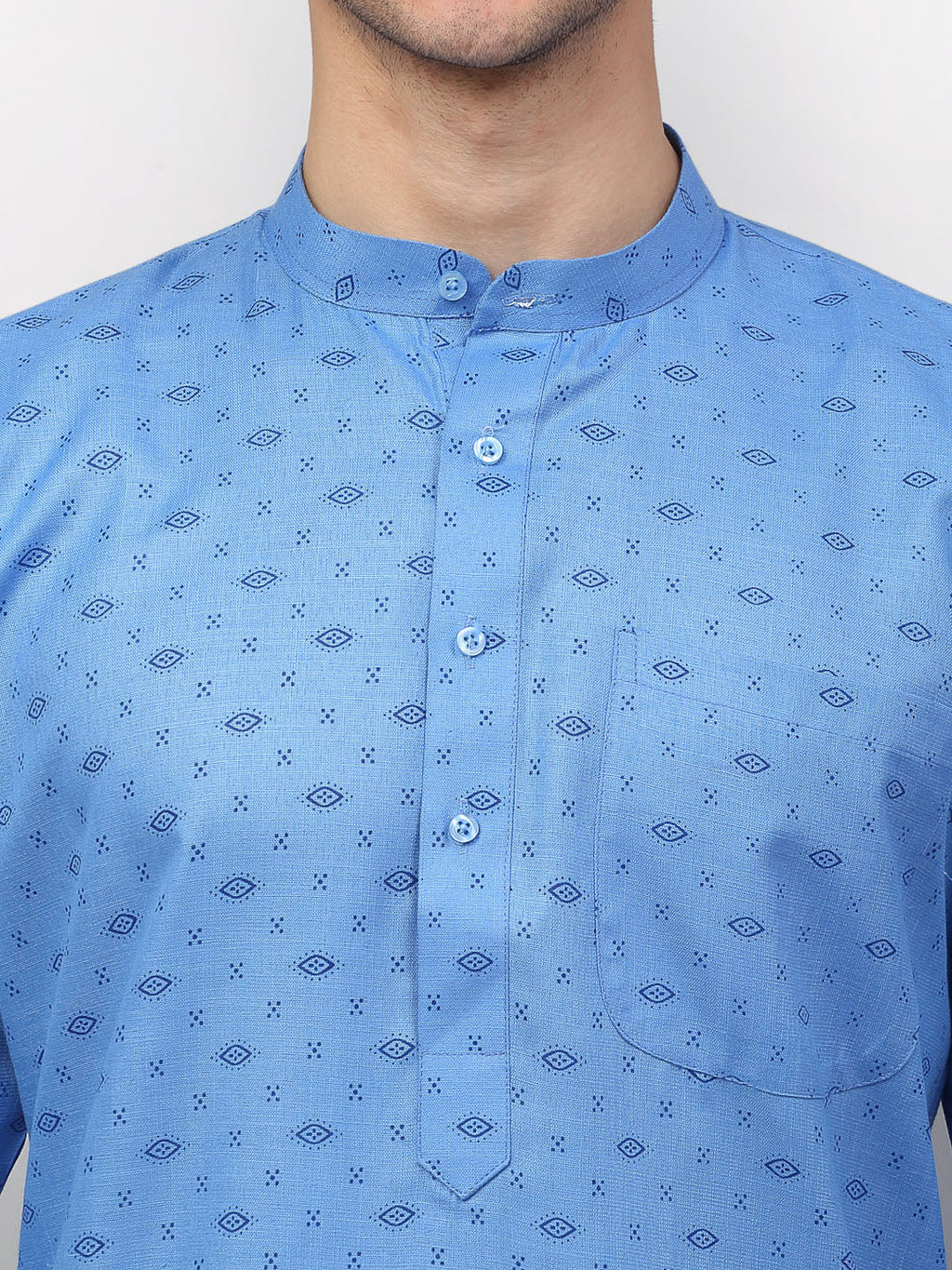 Jompers Men's Sky Printed Cotton Kurta Only