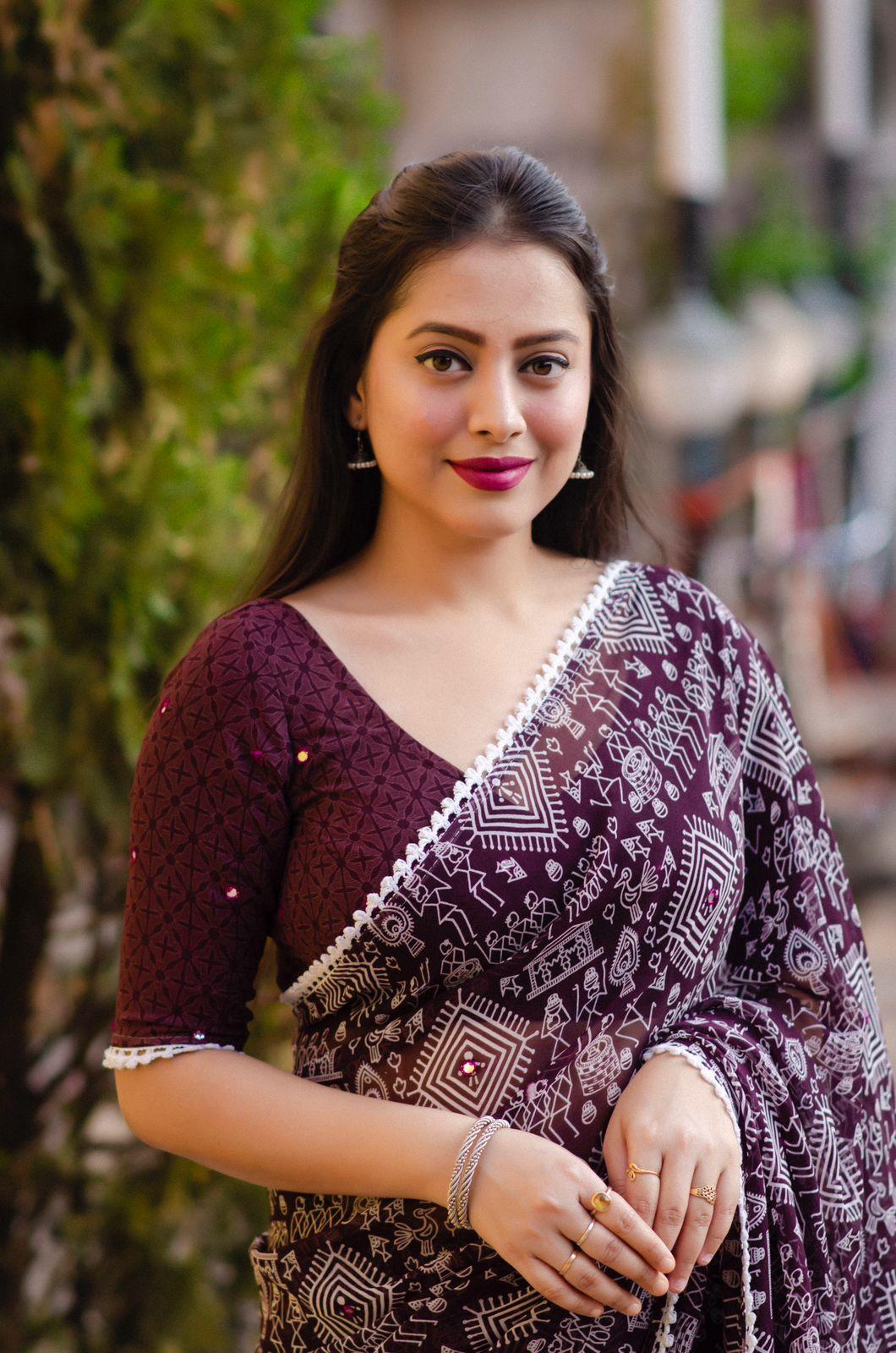 Jambali Poly Georgette Ethnic Motifs Saree with Unstitched Blouse - Hiral Fashion