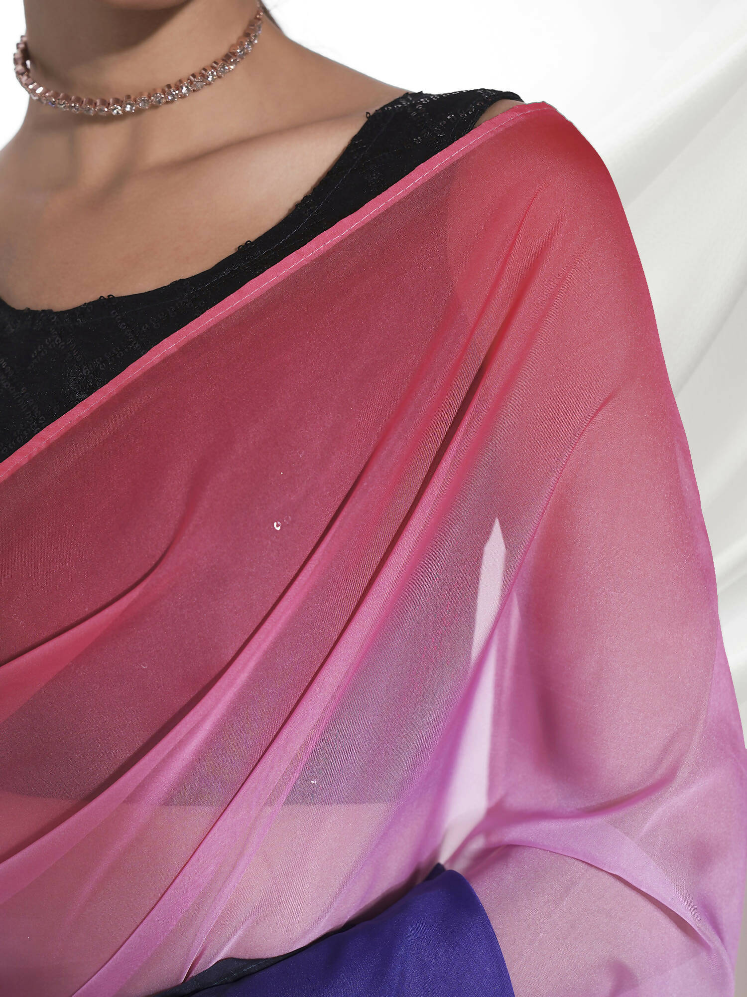 Purple Organza Solid Saree With Unstitched Blouse Piece - Shanaya