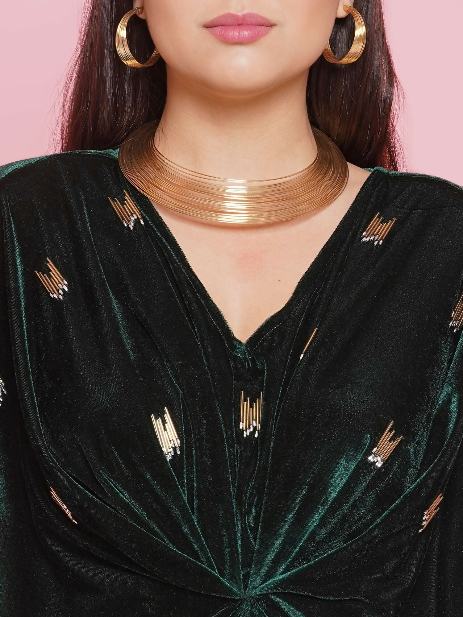 Joban Fashion Green Velvet Hand Embellished Gown