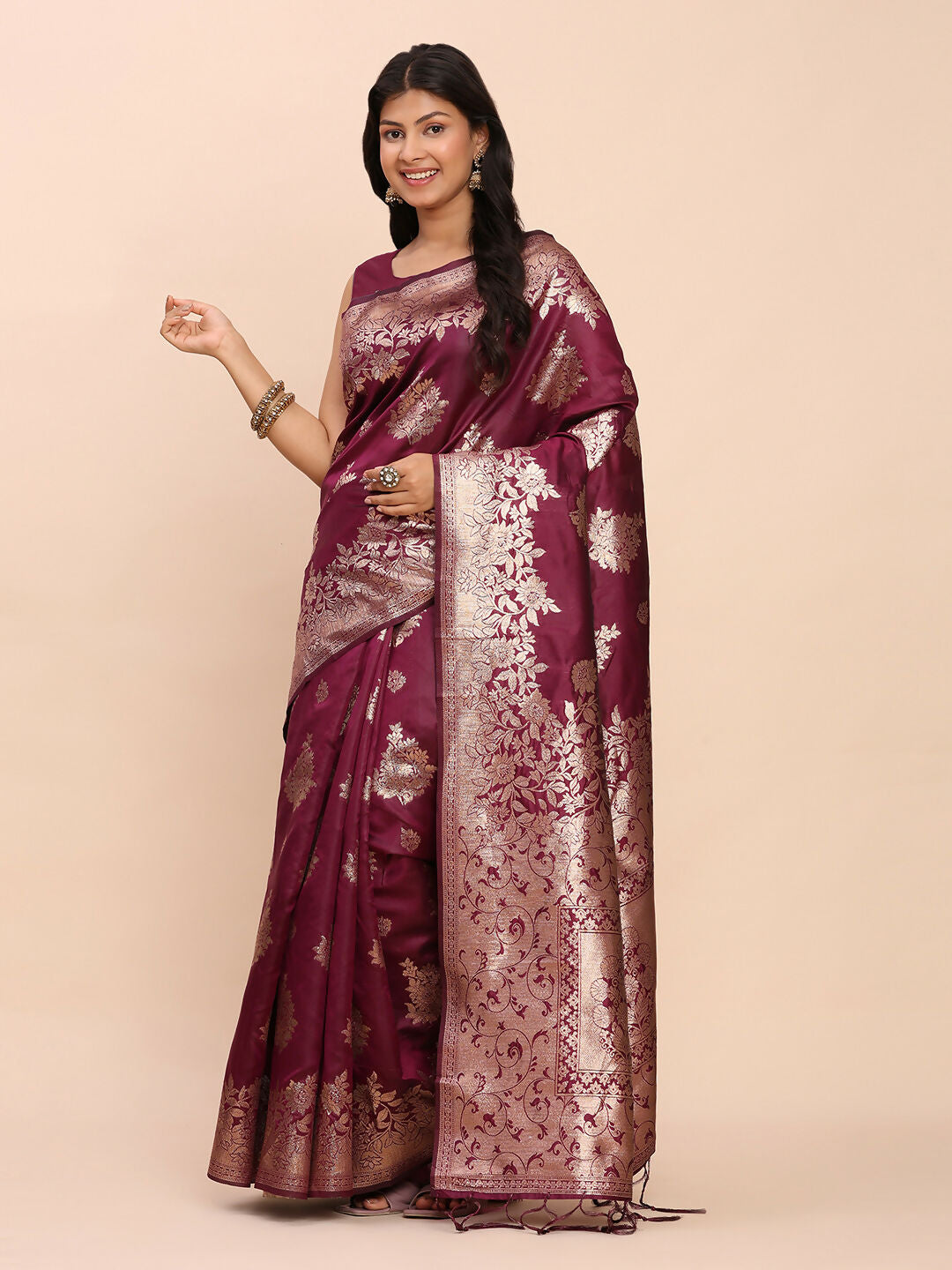 Shree Shyam Fashion Banarasi Silk Purple Saree