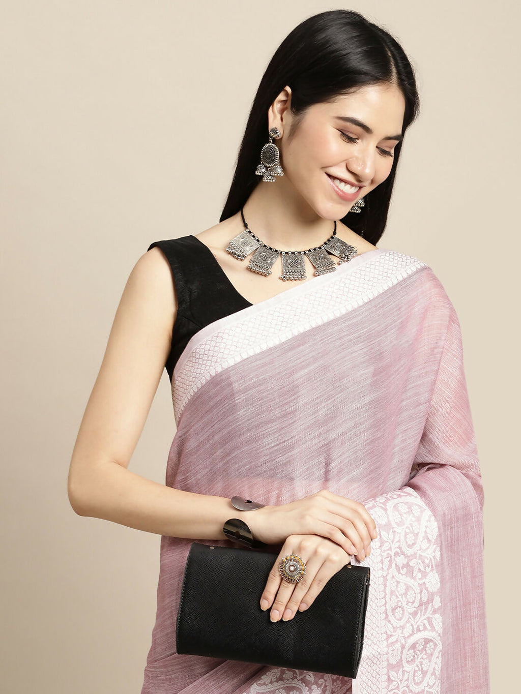 Shree Shyam Fashion Linen Purple Saree