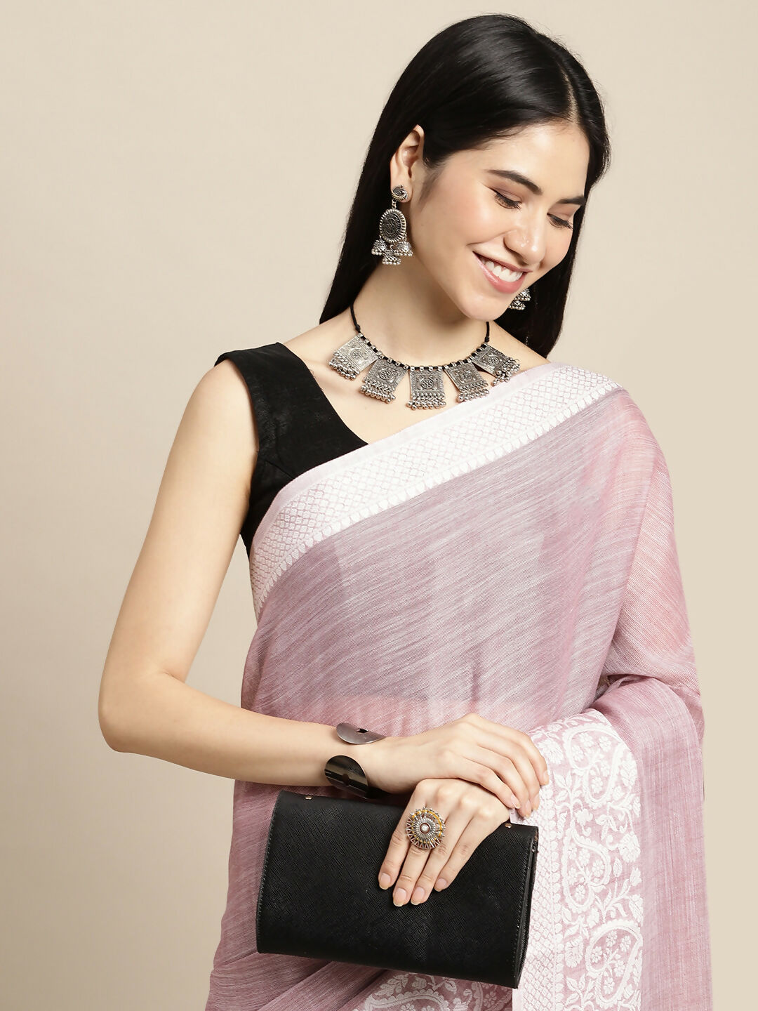 Shree Shyam Fashion Linen Purple Saree