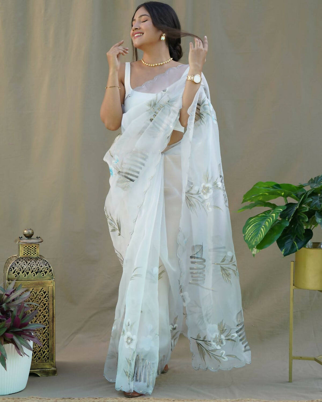 Vamsee Grey Organza Saree