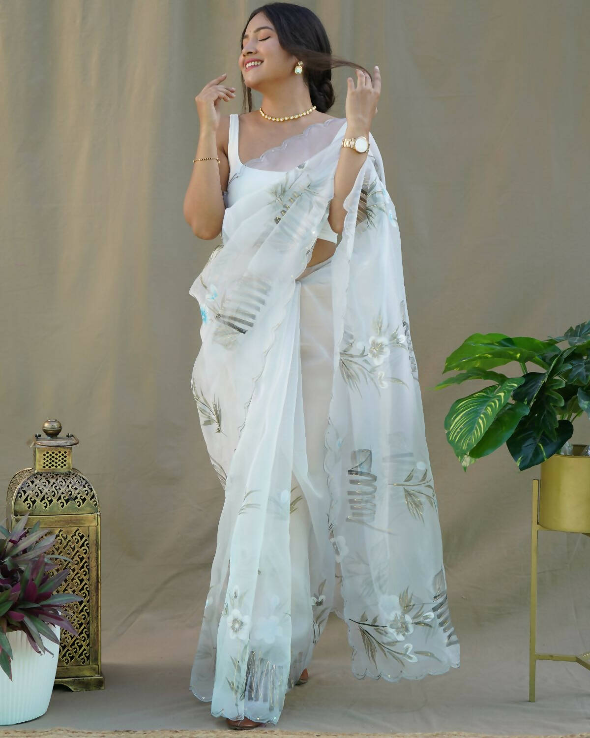 Vamsee Grey Organza Saree