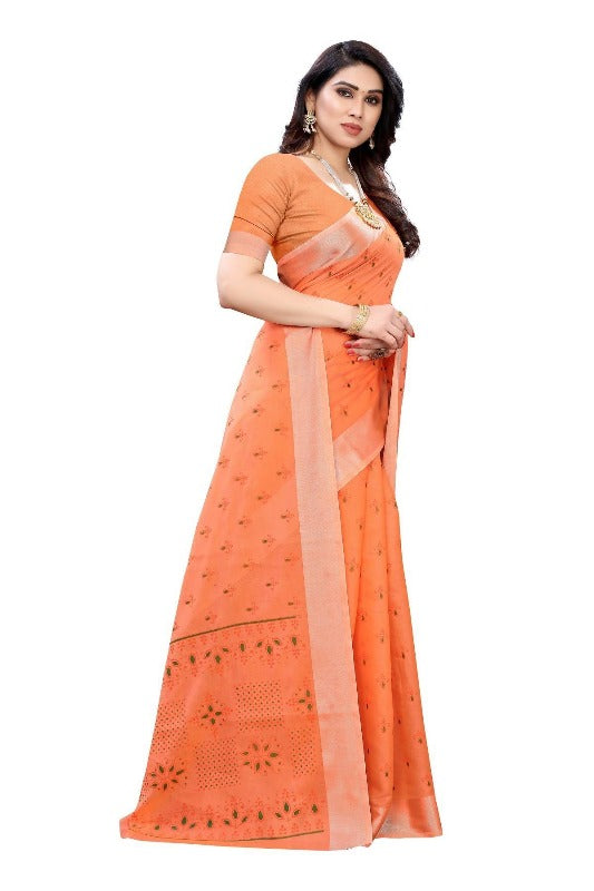 Vamika Orange Chanderi Designer Saree (DIYA ORANGE)