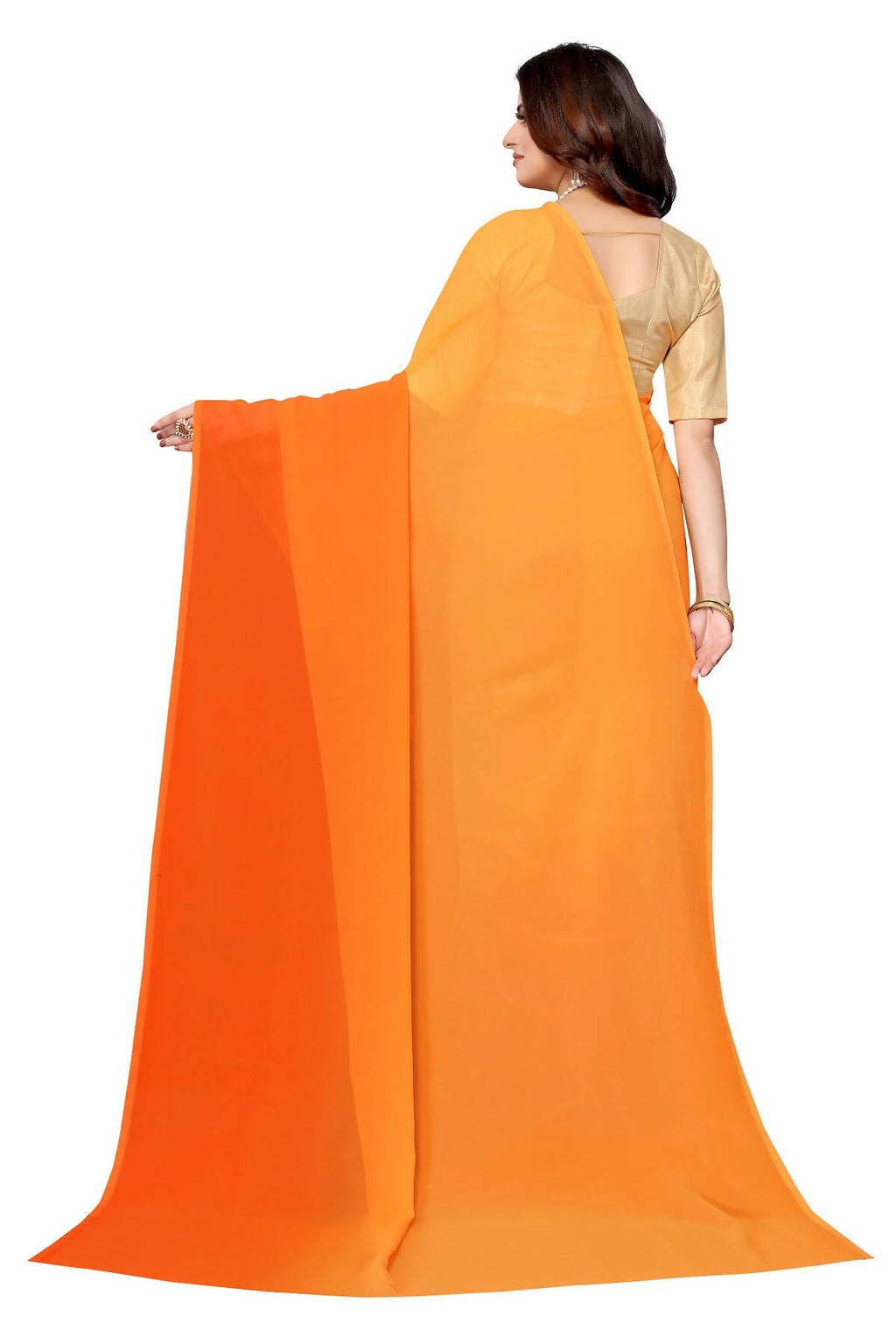 Vamika Orange Half N Half Georgette Saree