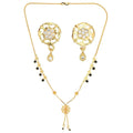 AanyaCentric Gold-Polished Short Mangalsutra Set with Earrings
