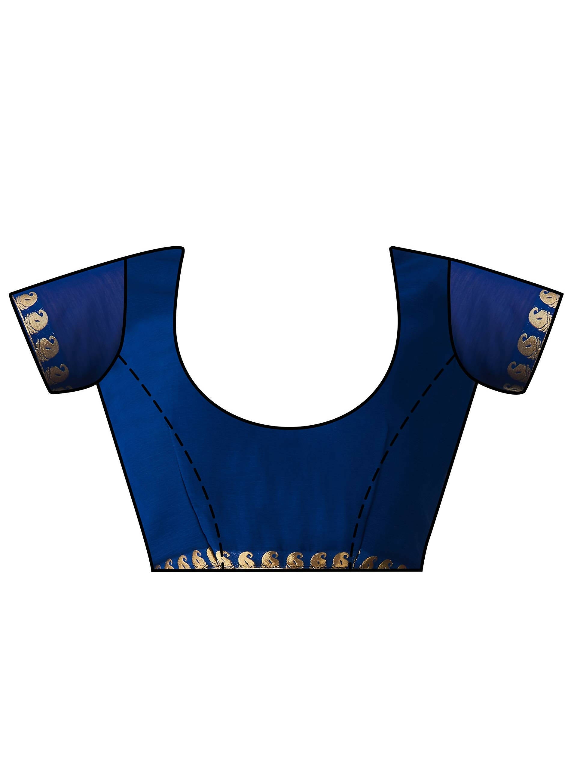 Mimosa Women's Navy Blue Banarasi Chiffon Saree