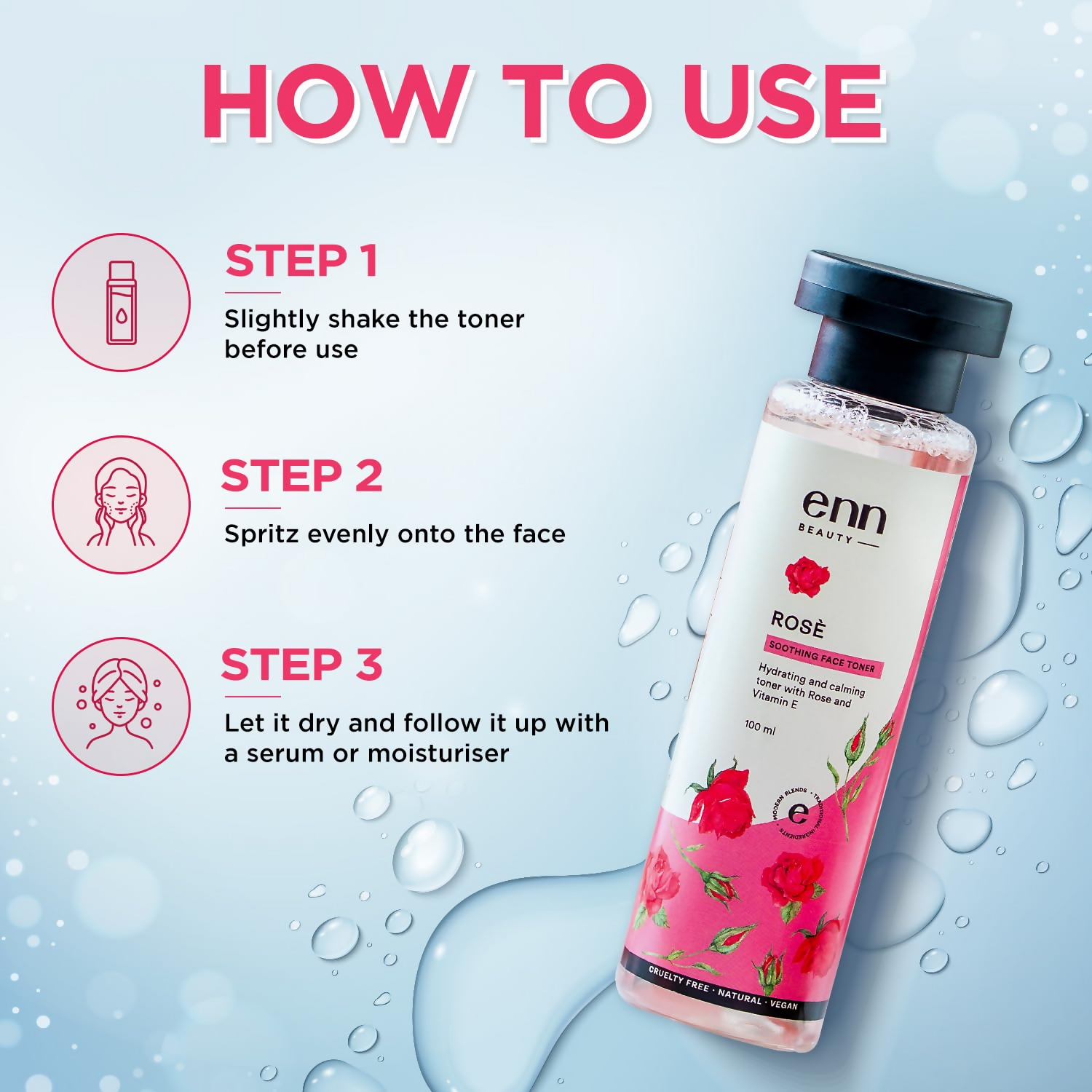 Enn Rose Water Soothing Face Toner With Natural Rose & Vitamin E For Pore Tightening