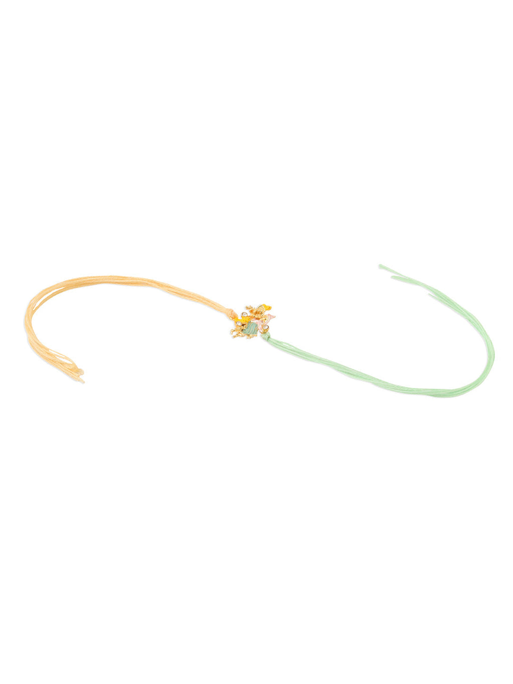 NVR Set of 2 Multicolor Gold Toned Radha Krishna Beaded Bhaiya Bhabhi Rakhi Combo