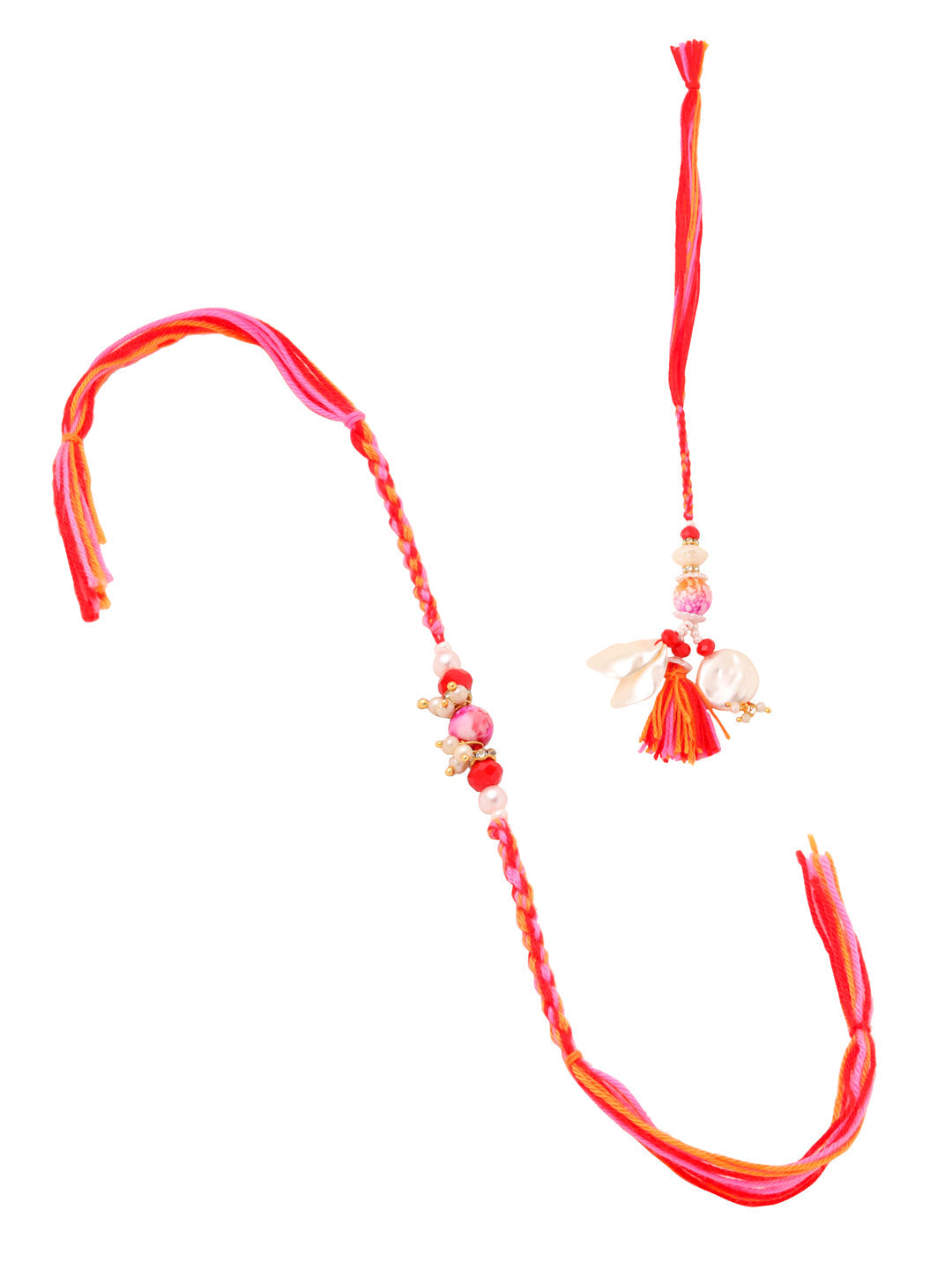 NVR Set of 2 Multicolor Artificial Stones & Beads Bhaiya Bhabhi Rakhi with Roli Chawal Chandan & Mishri