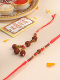 NVR Set of 2 Multicolor Rudraksh & Beads Bhaiya Bhabhi Rakhi with Roli Chawal Chandan & Mishri