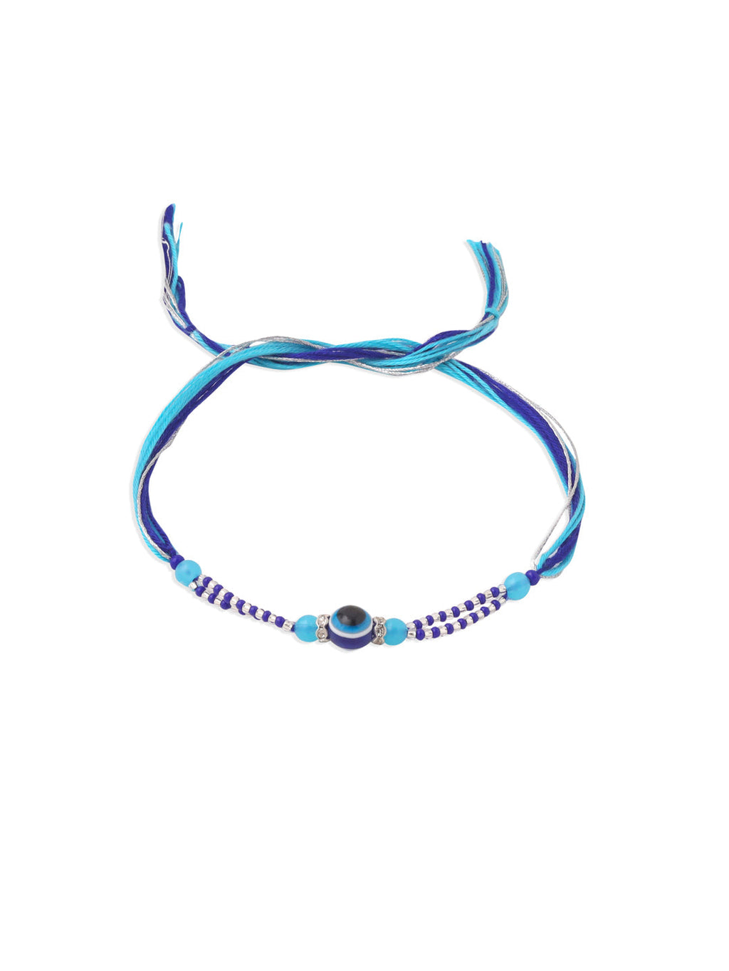 NVR Set of 2 Blue Evil Eye Artificial Beads Bhaiya Bhabhi Rakhi Combo